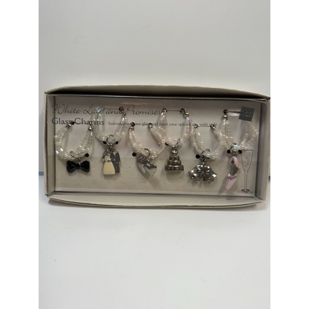 Russ White Lace And Promises Wedding Glass Charms Set Of 6 New